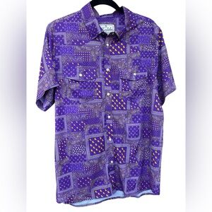 Burlebo Men's Louisiana Short Sleeve‎ Western Game Day Shirt Medium